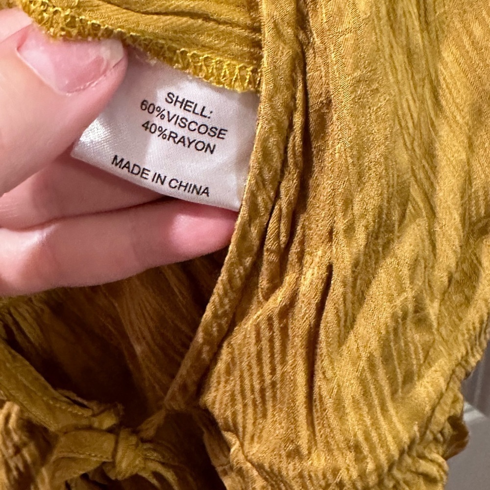 Yellow tie wrap blouse cropped - Picture 3 of 6